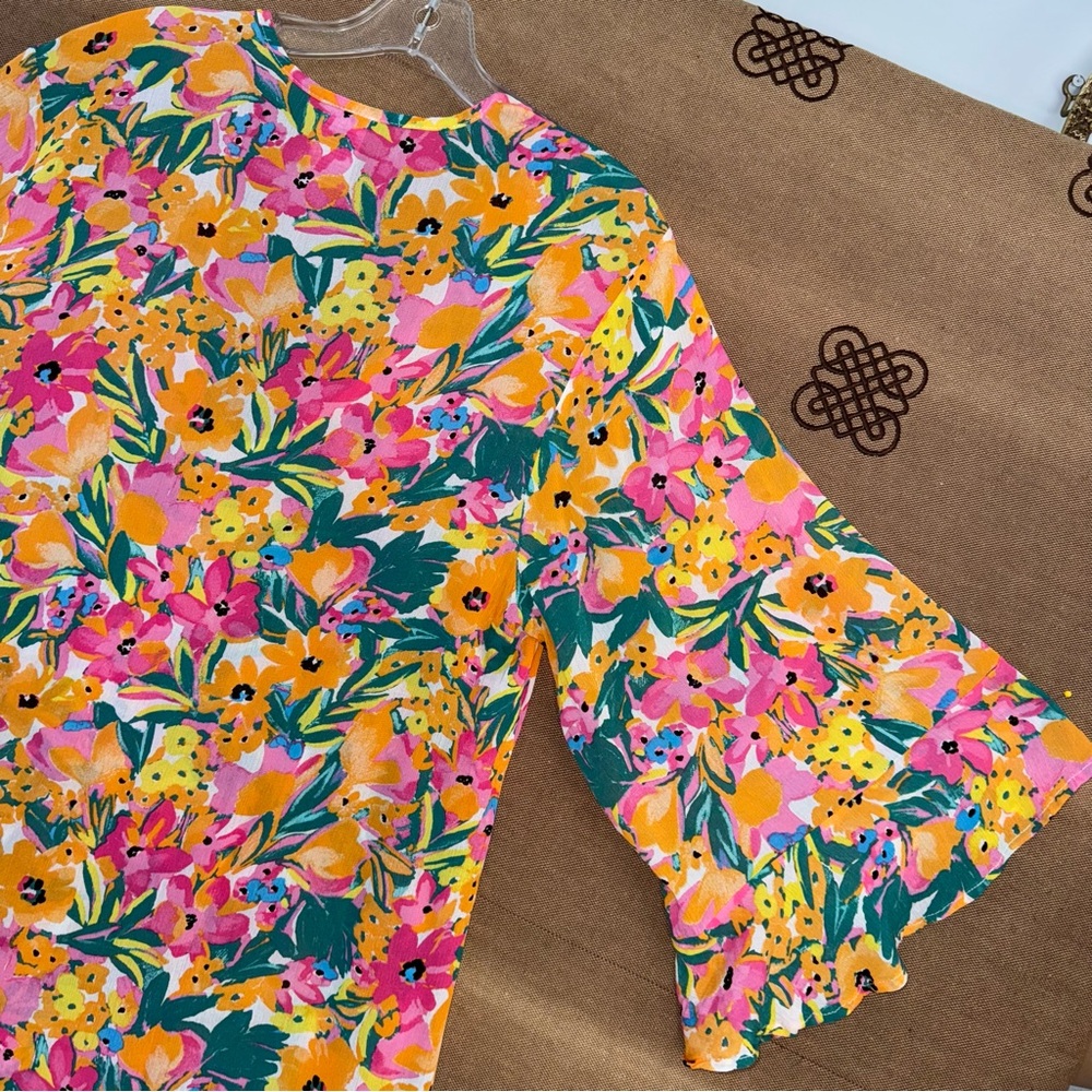Anne Cole NWT! Women'S Floral-Print Sunshine Flounce V-Neck Tunic Cover-Up - Picture 13 of 15